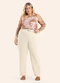 Secret Glam - Calça Feminina Reta Linho Bege - variação: Bege