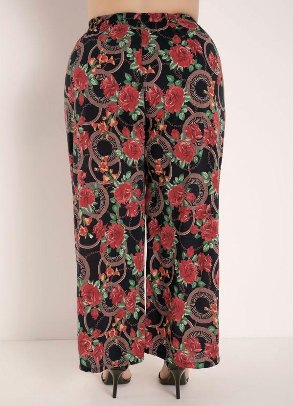 Outlet - Calça Floral e Arabescos Pantalona Plus Size 2