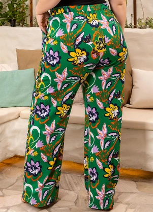 Marguerite - Calça Floral Verde em Poliflex - MARGUERITE