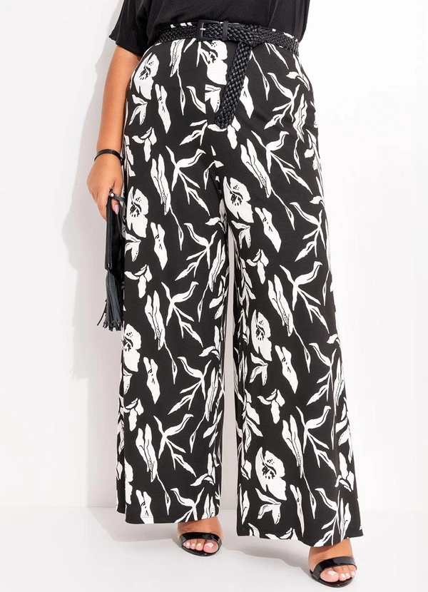 Marguerite - Calça Folhagem Dark em Malha de Viscose