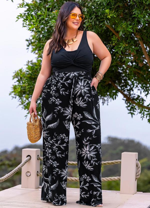 Marguerite - Calça Folhagem Preta em Malha Tricô 9