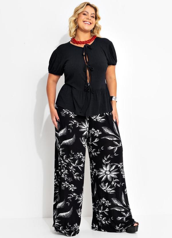 Marguerite - Calça Folhagem Preta em Malha Tricô 3