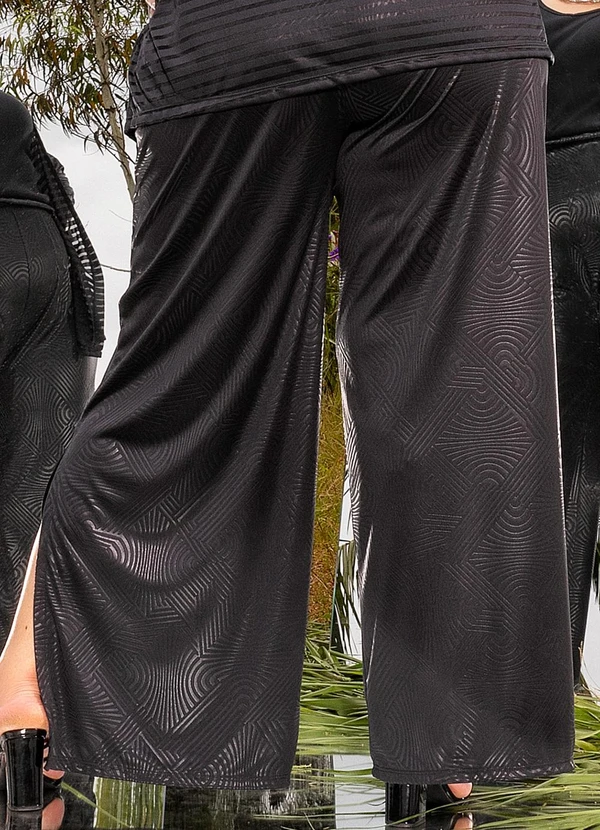 Marguerite - Calça Geométrica Preta em Malha Resinada 6