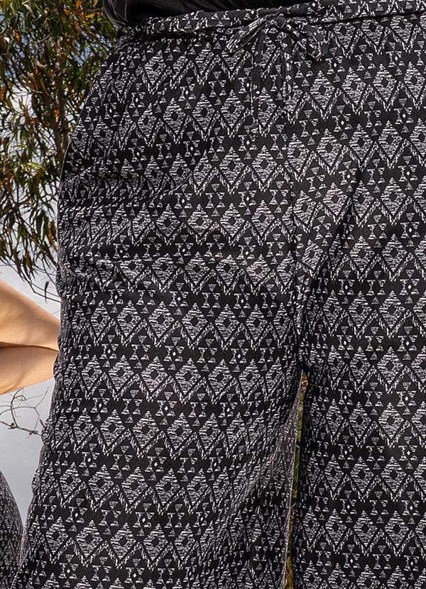 Marguerite - Calça Geométrico Preto em Malha Crepe 10