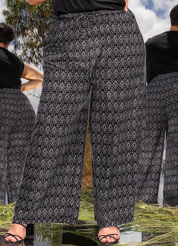 Marguerite - Calça Geométrico Preto em Malha Crepe 5