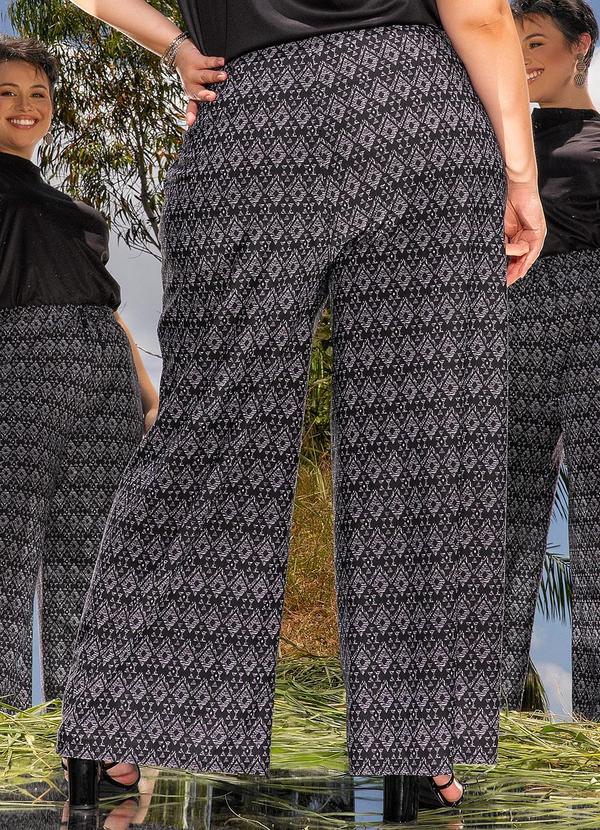 Marguerite - Calça Geométrico Preto em Malha Crepe 6