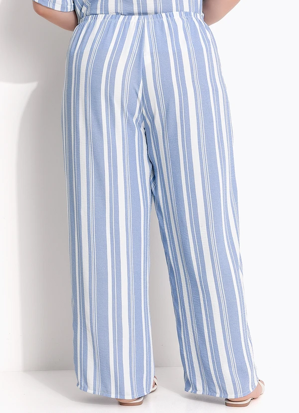 Marguerite - Calça Listrada Azul em Tecido Plano 6