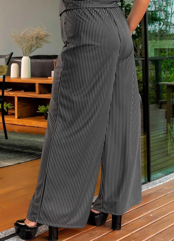 Marguerite - Calça Listrada Preta e Branca Risca de Giz 5