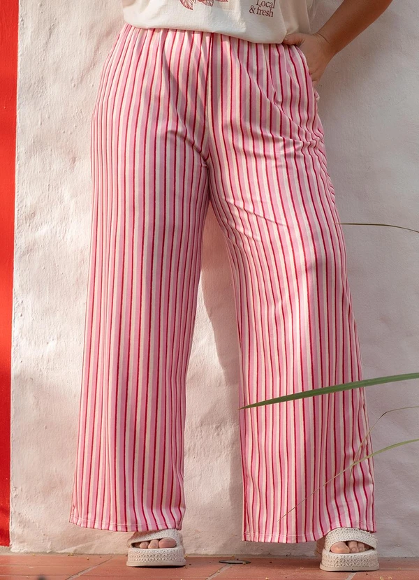 Marguerite - Calça Listrado Rosa em Malha Fria 2