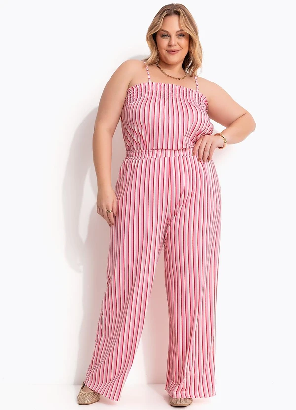 Marguerite - Calça Listrado Rosa em Malha Fria 7