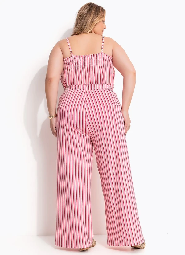 Marguerite - Calça Listrado Rosa em Malha Fria 8