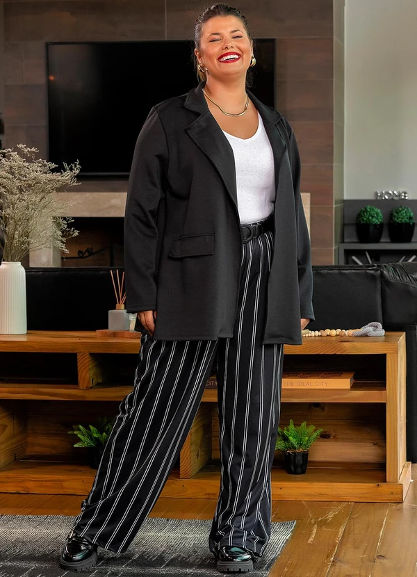 Marguerite - Calça Listras em Jersey Acetinado