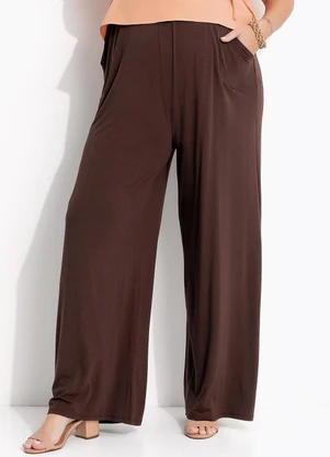 Marguerite - Calça Marrom em Malha de Viscose - MARGUERITE