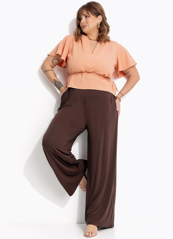 Marguerite - Calça Marrom em Malha de Viscose 6