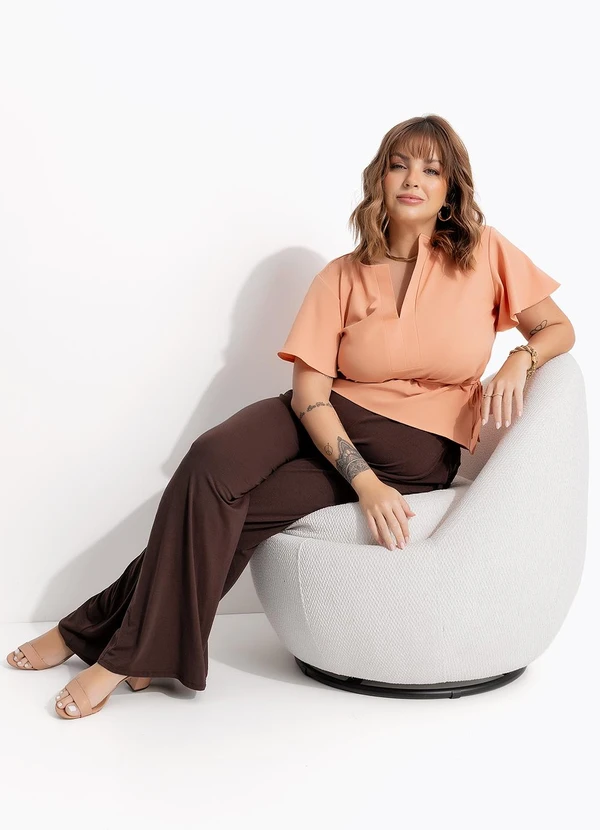 Marguerite - Calça Marrom em Malha de Viscose 3