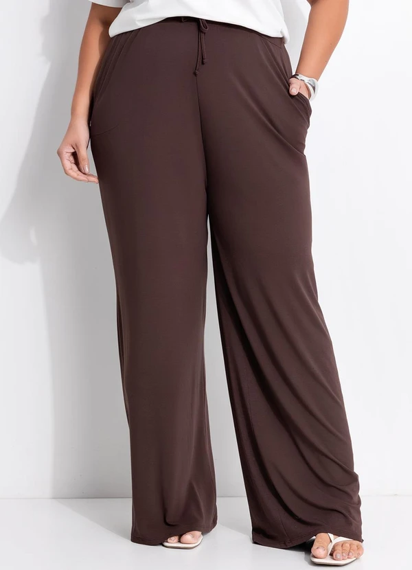 Marguerite - Calça Marrom em Malha de Viscose 2