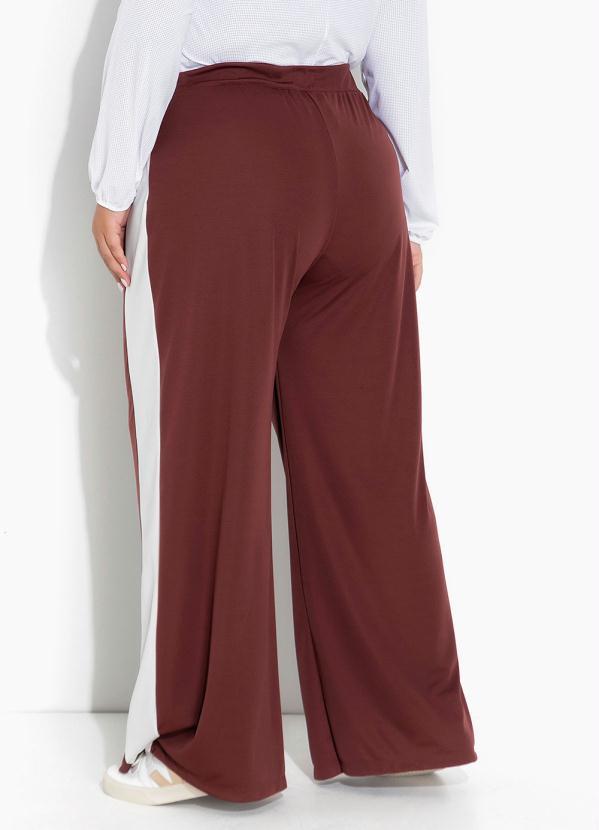 Marguerite - Calça Marrom Pantalona com Recortes Plus Size 1