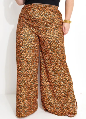 Marguerite - Calça Onça Caramelo com Fendas Laterais - MARGUERITE