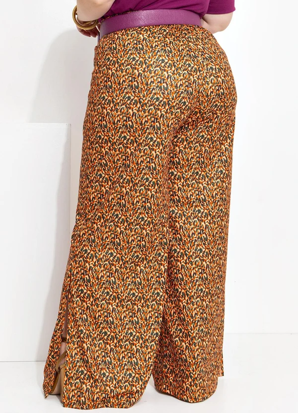 Marguerite - Calça Onça Caramelo com Fendas Laterais 2