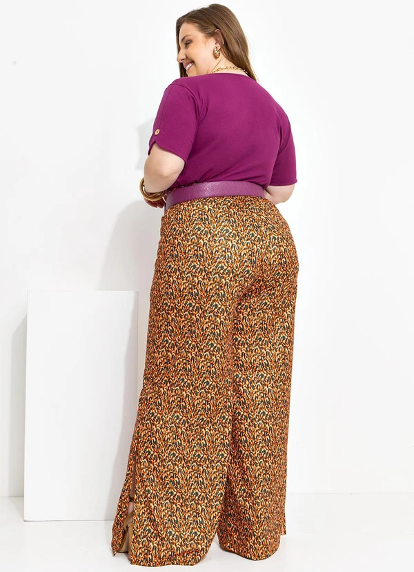 Marguerite - Calça Onça Caramelo com Fendas Laterais 4