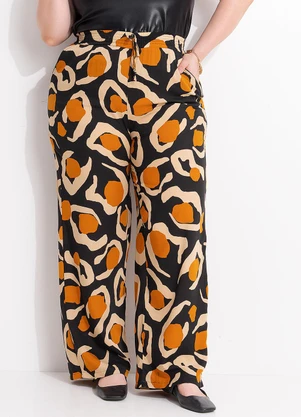 Marguerite - Calça Oncinha Pantalona Viscose Plana - MARGUERITE