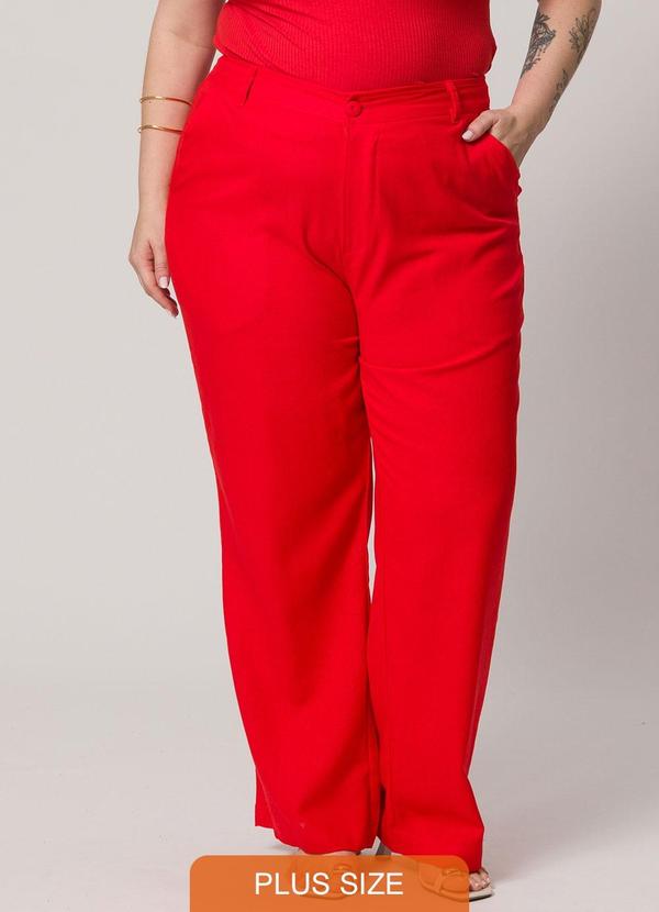 Lisamour - Calça Pantalona Alfaiatada Vermelha