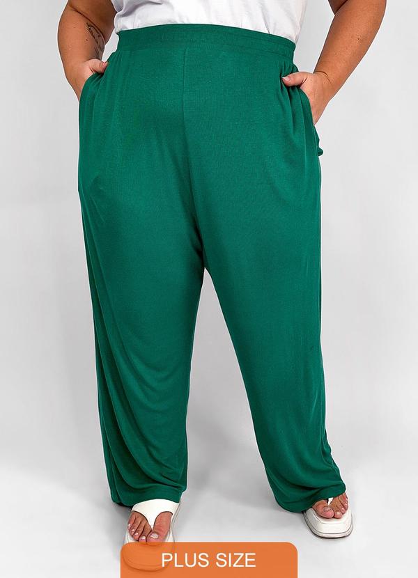 Miss Masy Plus - Calça Pantalona Isabel Verde Bandeira