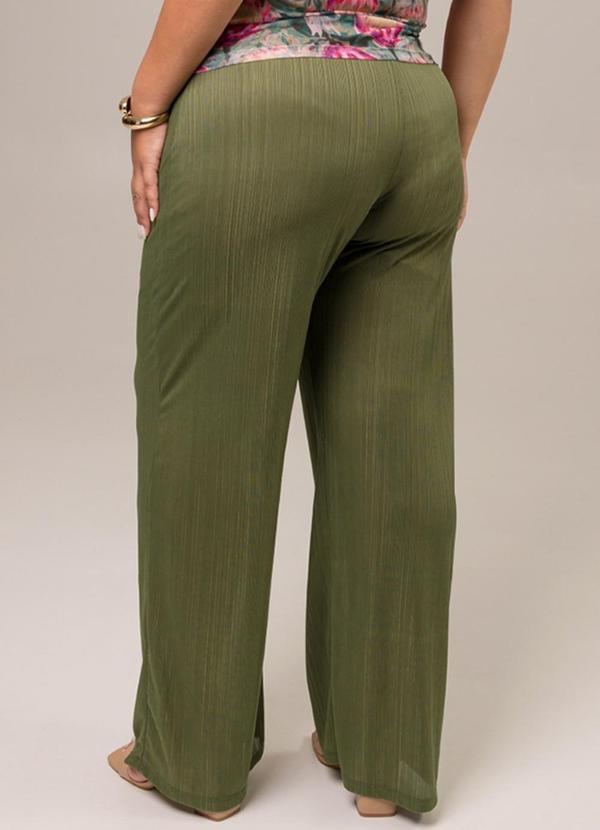 Cess - Calça Pantalona Jade Malha Plissada Verde 2