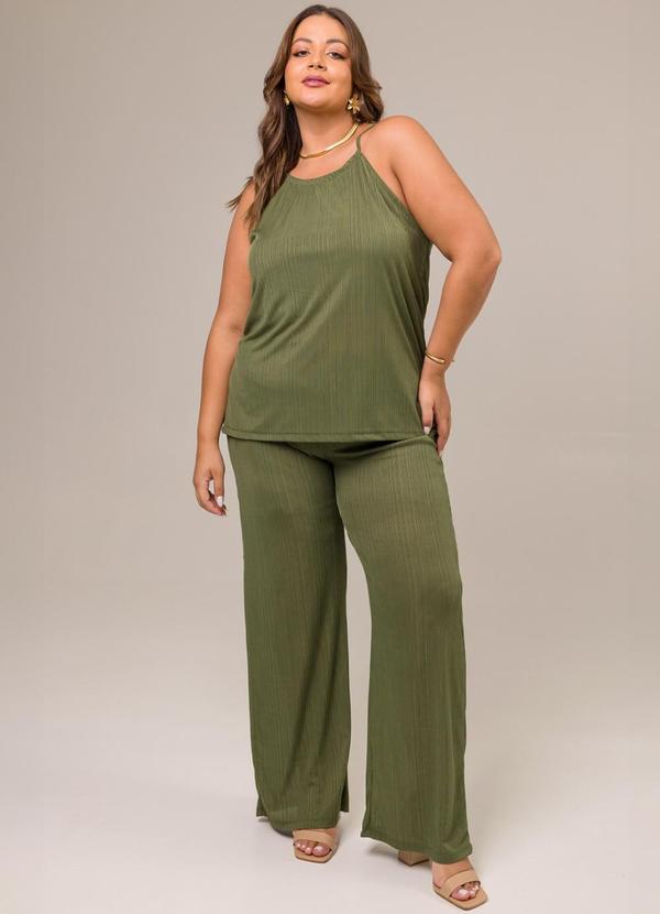 Cess - Calça Pantalona Jade Malha Plissada Verde 3