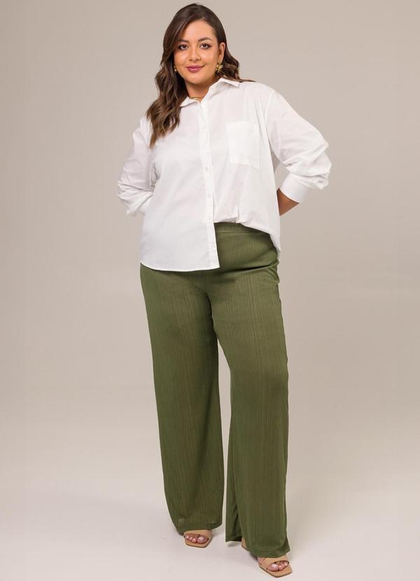 Cess - Calça Pantalona Jade Malha Plissada Verde 5