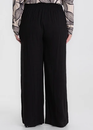 Secret Glam - Calça Pantalona Linho Plus Size Preto - SECRET GLAM