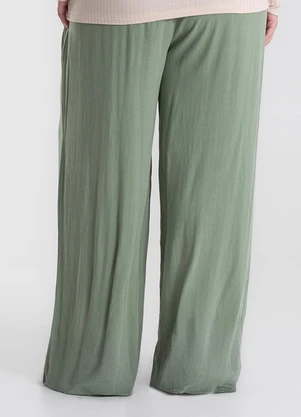 Secret Glam - Calça Pantalona Linho Plus Size Verde - SECRET GLAM