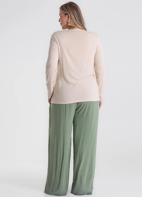 Secret Glam - Calça Pantalona Linho Plus Size Verde 4