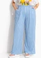 Marguerite - Calça Pantalona Listrado Azul em Malha Fria - variação:  