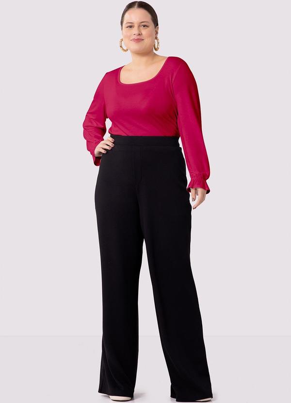 Lunender Mais Mulher - Calça Pantalona Plus Size em Malha Alfaiataria Preta 3