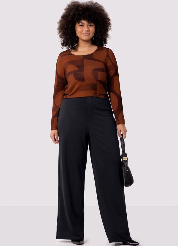 Lunender Mais Mulher - Calça Pantalona Plus Size em Malha Alfaiataria Preta 5