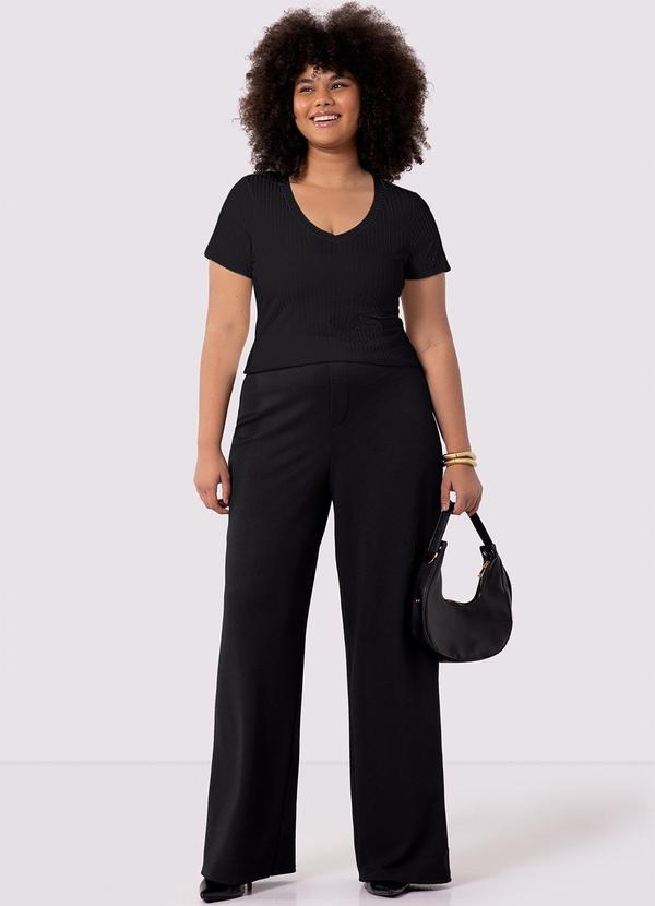 Lunender Mais Mulher - Calça Pantalona Plus Size em Malha Alfaiataria Preta 7