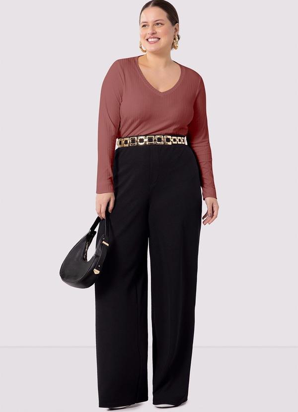 Lunender Mais Mulher - Calça Pantalona Plus Size em Malha Alfaiataria Preta 8