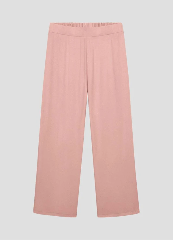 Calca Plus Size Pantalona em Viscose Rosa - CEREJA ROSA