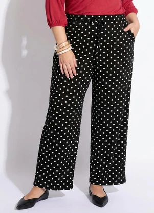 Marguerite - Calça Poá em Malha de Viscose com Elastano - MARGUERITE