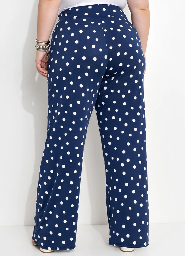 Marguerite - Calça Poá Marinho com Amarração em Malha Fria 2