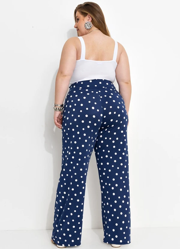 Marguerite - Calça Poá Marinho com Amarração em Malha Fria 4