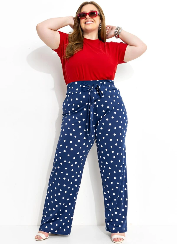 Marguerite - Calça Poá Marinho com Amarração em Malha Fria 6