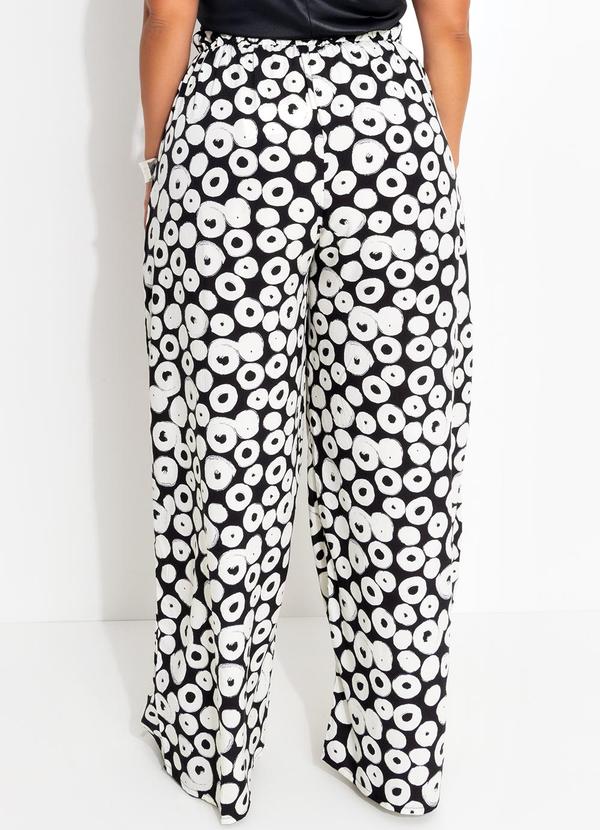 Marguerite - Calça Poá Preta e Off White em Viscose Plana 5