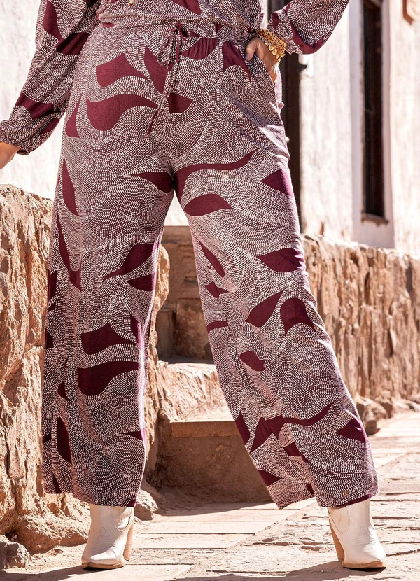 Marguerite - Calça Pontilhado em Malha de Viscose