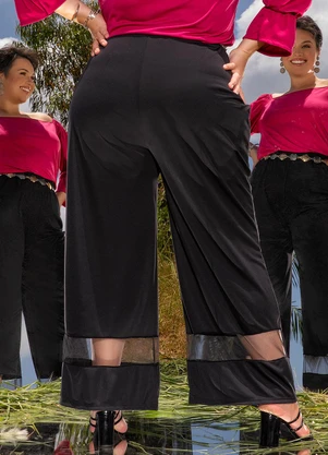 Marguerite - Calça Preta em Malha e Tule - MARGUERITE