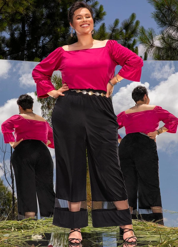 Marguerite - Calça Preta em Malha e Tule 2