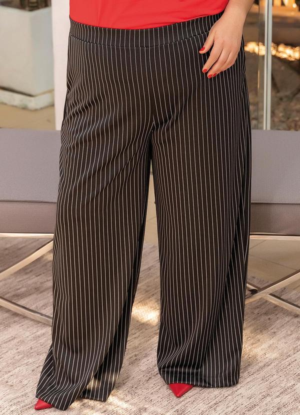 Marguerite - Calça Preta Risca de Giz Pantalona 5