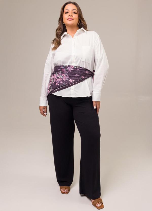 Cess - Calça Reta Plus Size Diana Canelada Preto 6