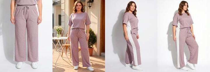 Cal�a Roxo Claro Malha Tricot